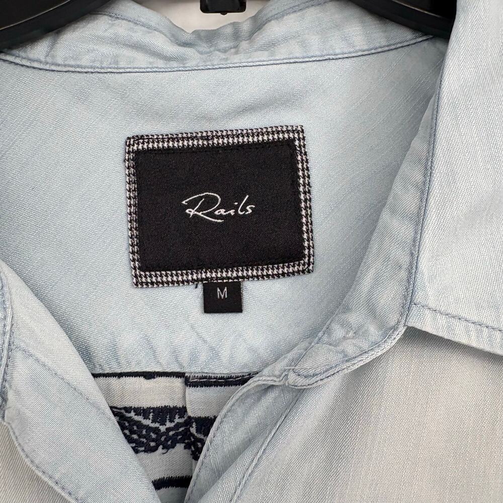Rails Denim Chambray Embroidered Button Down Azte… - image 5